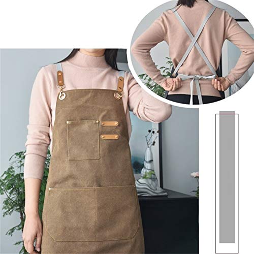 GWQSM Uniforme delantal de cocina de moda for la mujer de la lona delantales Hombres Chef trabajo for la parrilla Restaurante Bar Tienda Cafés de belleza Nails Estudios Delantal de trabajo con bolsill