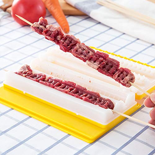 Gxbld-yy Cocina al Aire Libre BBQ Kebab Fabricante de Doble Fila única Fila Brocheta Brocheta de Carne Máquina rápida Fácil Barbacoa Herramientas de Cocina (Color : Blanco)