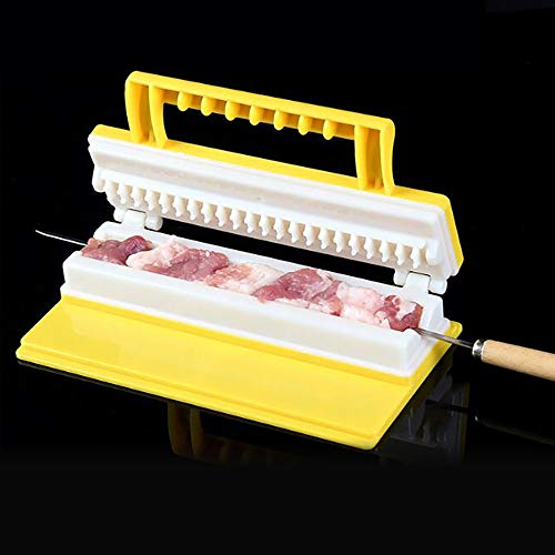 Gxbld-yy Cocina al Aire Libre BBQ Kebab Fabricante de Doble Fila única Fila Brocheta Brocheta de Carne Máquina rápida Fácil Barbacoa Herramientas de Cocina (Color : Blanco)