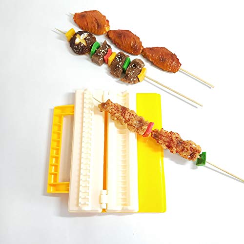 Gxbld-yy Cocina al Aire Libre BBQ Kebab Fabricante de Doble Fila única Fila Brocheta Brocheta de Carne Máquina rápida Fácil Barbacoa Herramientas de Cocina (Color : Blanco)