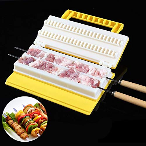 Gxbld-yy Cocina al Aire Libre BBQ Kebab Fabricante de Doble Fila única Fila Brocheta Brocheta de Carne Máquina rápida Fácil Barbacoa Herramientas de Cocina (Color : Blanco)