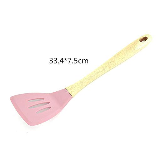 GY-YYYY Utensilios Cocina de Silicona-Mango Suave Antideslizante, 8 Juegos de Herramientas de Cocina de Grado alimenticio, Cubo de Almacenamiento de Regalos-Rosa