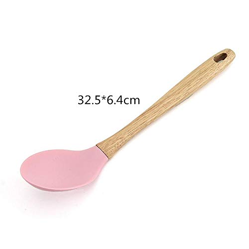 GY-YYYY Utensilios Cocina de Silicona-Mango Suave Antideslizante, 8 Juegos de Herramientas de Cocina de Grado alimenticio, Cubo de Almacenamiento de Regalos-Rosa