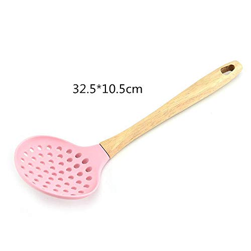 GY-YYYY Utensilios Cocina de Silicona-Mango Suave Antideslizante, 8 Juegos de Herramientas de Cocina de Grado alimenticio, Cubo de Almacenamiento de Regalos-Rosa