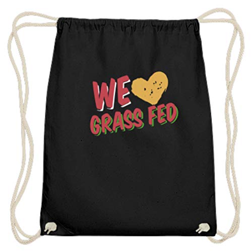 Gymsac Spirit We Love Grass Fed - Plumífero de hierba forrado con hierba, plantas, vaca, vacuno, color Negro , tamaño 37cm-46cm