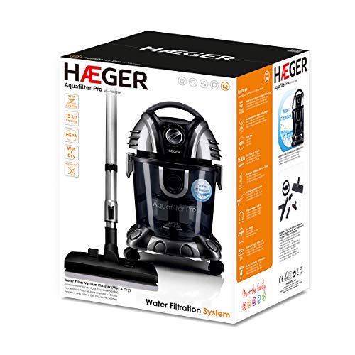HAEGER AQUAFILTER PRO - Aspirador con Filtro de Agua con 1400W de potencia, capacidad de 15L - sistema de filtración con filtro de agua + filtro hepa
