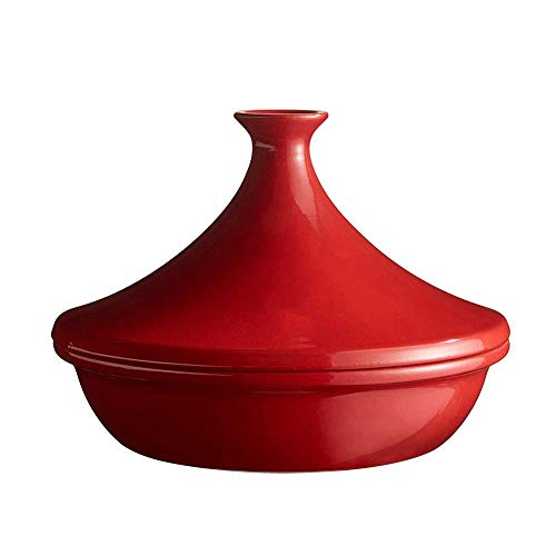 H.aetn Cooking Tagine Olla Tagine Mediana sin Plomo con Tapa cocción y configuraciones de Temperatura Compatible con Todas Las Estufas, Rojo