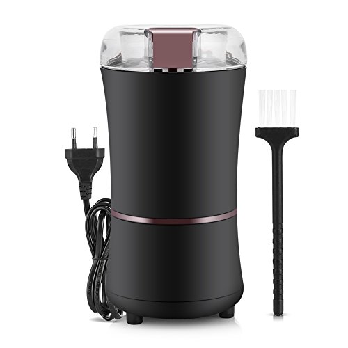 Hakeeta Molinillo de café eléctrico Molino de Granos, nueces, Semillas, Hierbas y Especias, con Hoja de Acero Inoxidable de 400W Potencia Muele Rápidoy Silenciosamente Viene con Cepillo para Limpieza