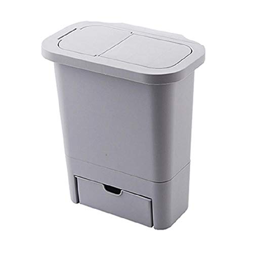 HAMKAW - Cubo de Basura Colgante de plástico con Tapa de Retorno, Cubo de Basura de Pared, Bandeja de recepción, Tapa de Reciclaje automática, pequeño Armario de Cocina