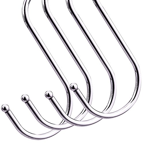 Hamosky 20pcs S Shape 4.73in S Hook Ganchos colgantes de acero inoxidable extra grandes - Ideal para ollas, sartenes, cucharas y otros elementos esenciales de cocina (XXL-12cm)