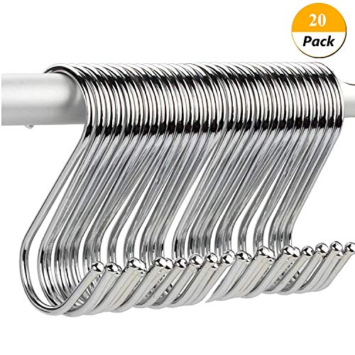 Hamosky 20pcs S Shape 4.73in S Hook Ganchos colgantes de acero inoxidable extra grandes - Ideal para ollas, sartenes, cucharas y otros elementos esenciales de cocina (XXL-12cm)