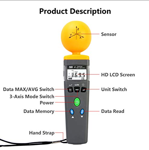 Hanchen Detector de Radiación de Microondas Electromagnético de Tres Ejes EMF RF Medidor de Intensidad de Campo Electromagnético de Alta Frecuencia 50MHz-3.5GHz