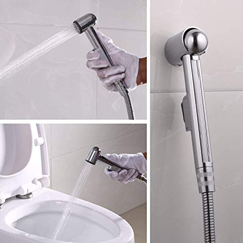 Handheld Bidet Pulverizador de inodoro Shattaf Lavado del paño Paño Limpieza Baño Inoxidable de acero ducha manguera con Soporte