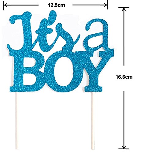 Handmade 7 Counts Glitter Baby Shower Cake Decorating Toppers - IT'S A BOY set