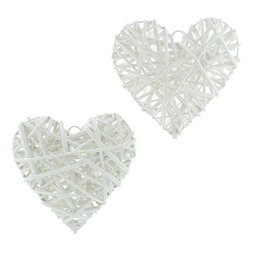 hanging decorations 2 White Hearts Rattan by Frank