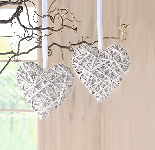 hanging decorations 2 White Hearts Rattan by Frank