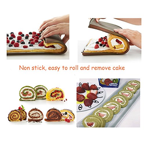 hangnuo silicona antiadherente Swiss Roll & Roulade Horno 31.5x27x0.9CM color rojo