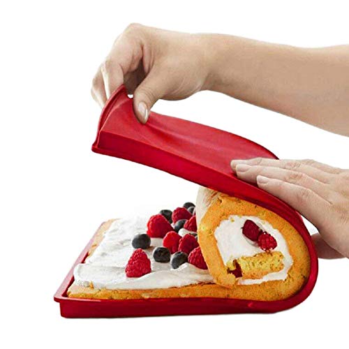 hangnuo silicona antiadherente Swiss Roll & Roulade Horno 31.5x27x0.9CM color rojo