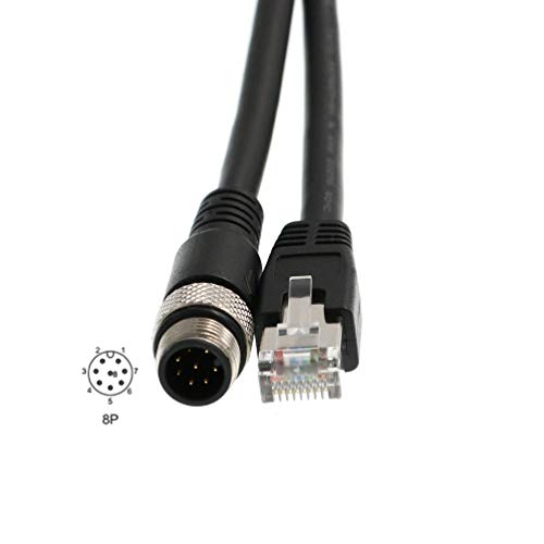 HangTon M12 8P Cable de alimentación Ethernet RJ45 con código A, para maquinaria industrial, cable de red resistente al agua