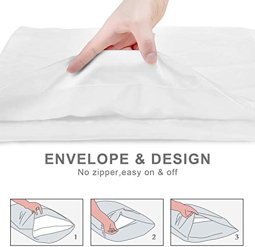 Hansleep Funda Almohada de Satén Sedoso, 50x75 cm 4 Piezas para Pelo Rizado - Microfibra Suave Liso sin Cremallera & Hipoalergénico Antiarrugas, Blanco