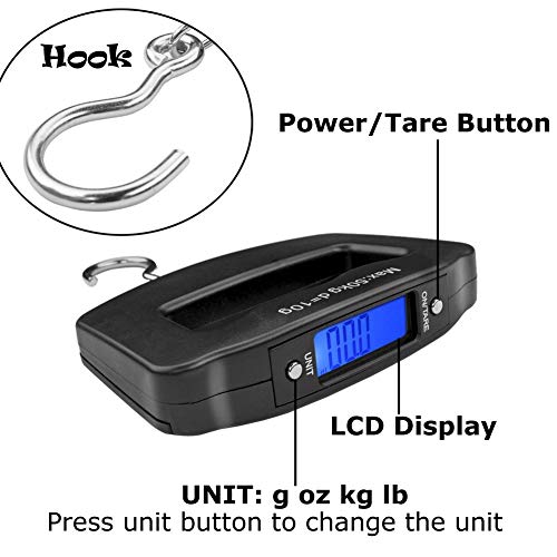 HANWELL Báscula Digital de Equipaje Ergonómica LCD 50g/50Kg para Viaje Postal Balance de Peso