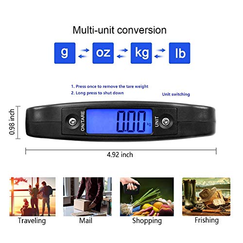 HANWELL Báscula Digital de Equipaje Ergonómica LCD 50g/50Kg para Viaje Postal Balance de Peso