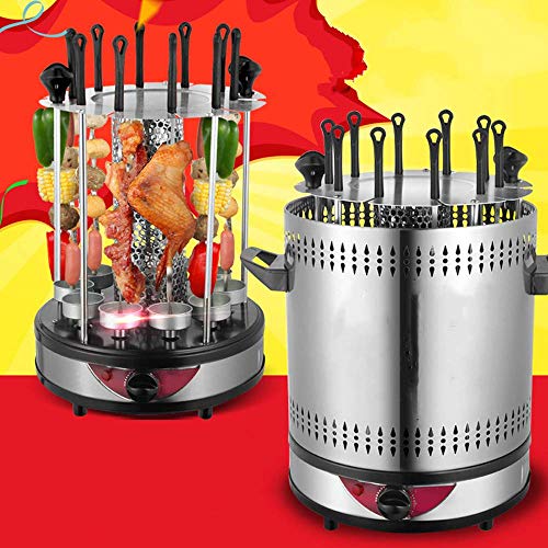 Haooyeah Asadores Verticales rotativos eléctricos asadores Horno Vertical Parrilla para Asar, Jaula para Asar a la Parrilla, Asador de Acero Inoxidable Dorado Integral de 360 ​​°