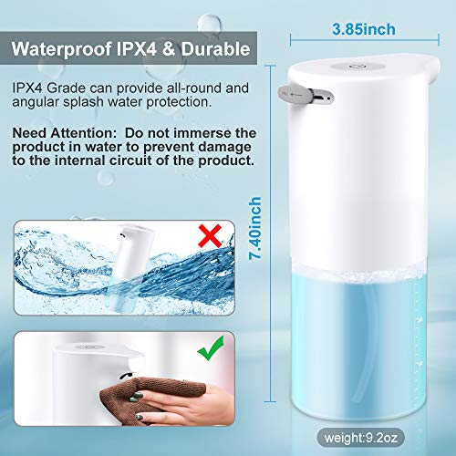 HAPAW Dispensador jabon automático, 350ml Dispensador Jabon Automático Sensor Sin Contacto con Impermeable IPX4, Recargable Dosificador Jabon Espuma para Cocina Baño Oficina el Hotel