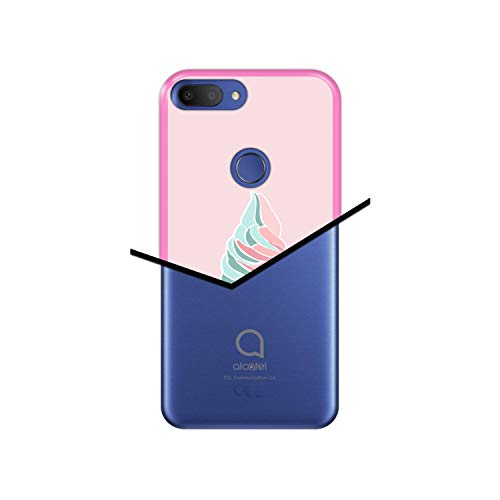 Hapdey Funda Rosa para [ Alcatel 1S 2019 ] diseño [ Cucurucho de Helado ] Carcasa Silicona Flexible TPU