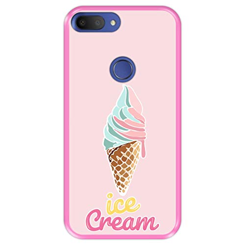 Hapdey Funda Rosa para [ Alcatel 1S 2019 ] diseño [ Cucurucho de Helado ] Carcasa Silicona Flexible TPU