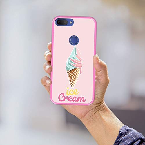 Hapdey Funda Rosa para [ Alcatel 1S 2019 ] diseño [ Cucurucho de Helado ] Carcasa Silicona Flexible TPU