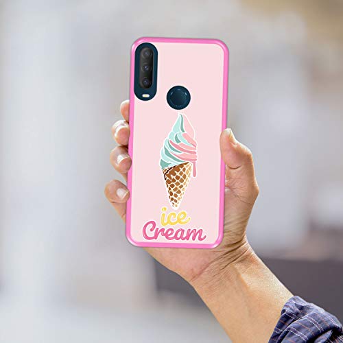 Hapdey Funda Rosa para [ Alcatel 1S 2020 ] diseño [ Cucurucho de Helado ] Carcasa Silicona Flexible TPU