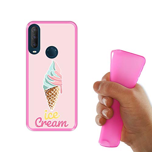 Hapdey Funda Rosa para [ Alcatel 1S 2020 ] diseño [ Cucurucho de Helado ] Carcasa Silicona Flexible TPU