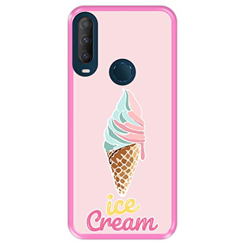 Hapdey Funda Rosa para [ Alcatel 1S 2020 ] diseño [ Cucurucho de Helado ] Carcasa Silicona Flexible TPU