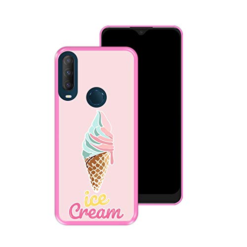 Hapdey Funda Rosa para [ Alcatel 1S 2020 ] diseño [ Cucurucho de Helado ] Carcasa Silicona Flexible TPU