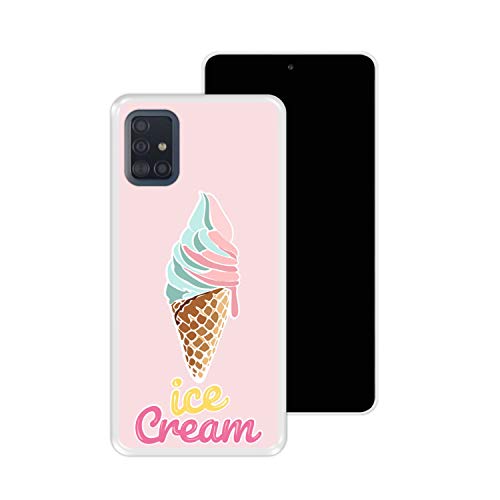 Hapdey Funda Transparente para [ Samsung Galaxy A51 ] diseño [ Cucurucho de Helado ] Carcasa Silicona Flexible TPU