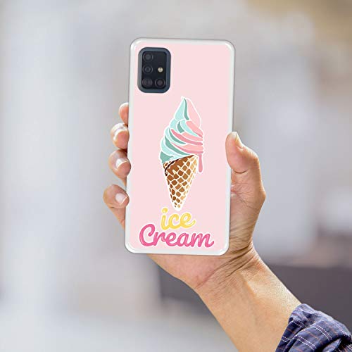 Hapdey Funda Transparente para [ Samsung Galaxy A51 ] diseño [ Cucurucho de Helado ] Carcasa Silicona Flexible TPU