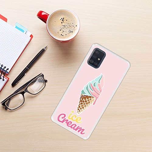 Hapdey Funda Transparente para [ Samsung Galaxy A51 ] diseño [ Cucurucho de Helado ] Carcasa Silicona Flexible TPU