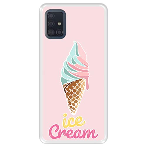 Hapdey Funda Transparente para [ Samsung Galaxy A51 ] diseño [ Cucurucho de Helado ] Carcasa Silicona Flexible TPU