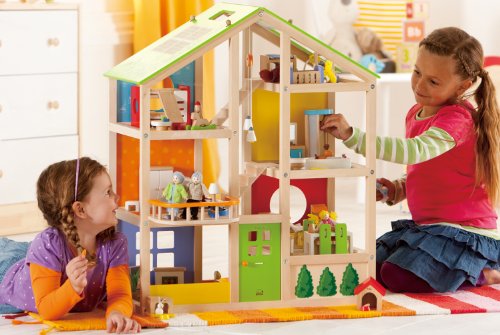 Hape- Casa de muñecas Madera Grande con Muebles (Barrutoys HAP-E3401)