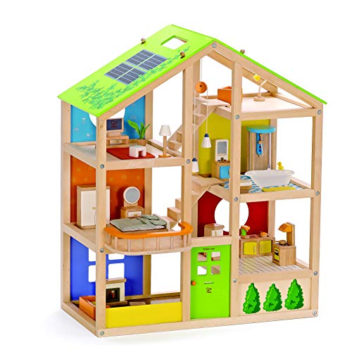 Hape- Casa de muñecas Madera Grande con Muebles (Barrutoys HAP-E3401)