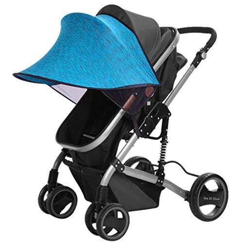 Happy Cherry Portátil Parasol Protector contra Viento Sol Lycra Anti-UV Sombrilla Cobertura Universal para Silla de Paseo Cochecito Carrito de Bebé - Azul