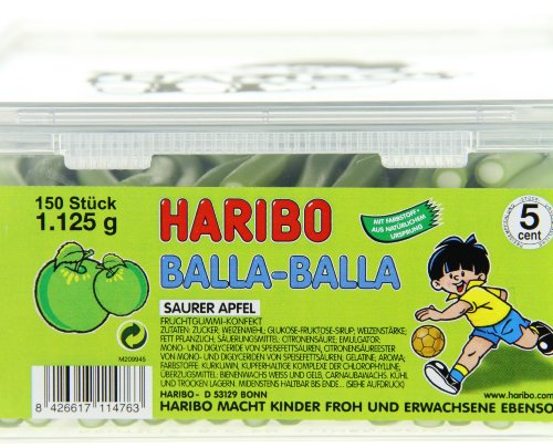 Haribo Balla Balla Manzana Ácida, Gominolas de Fruta, 150 Unidades, Tarro de 1125 g