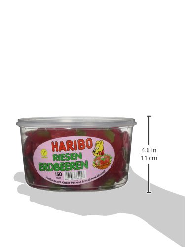 Haribo Fresas Gigantes, Gominolas de Fruta, 150 Unidades, Tarro de 1350 g