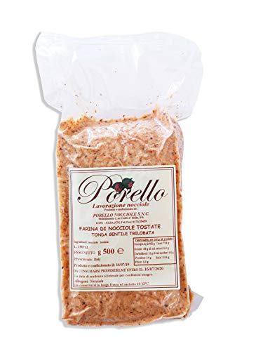 Harina de avellana tostadas 500 Gr - Avellanas de Italia Piemonte 100% biológico - Ideal para postres, pasteles, helados y pan.