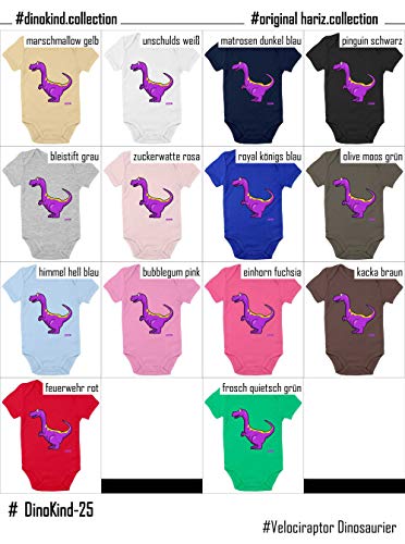 Hariz Baby Body de manga corta Velociraptor Dinosaurio Dinosaurio Kids Plus Tarjeta de regalo unicornio fucsia 6-12 meses