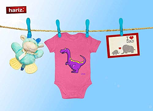 Hariz Baby Body de manga corta Velociraptor Dinosaurio Dinosaurio Kids Plus Tarjeta de regalo unicornio fucsia 6-12 meses