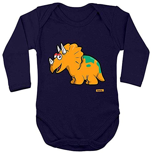 Hariz Baby Body manga larga Triceratops dinosaurio dinosaurio Kids Plus tarjetas de regalo Matrosen azul oscuro 50 – 56