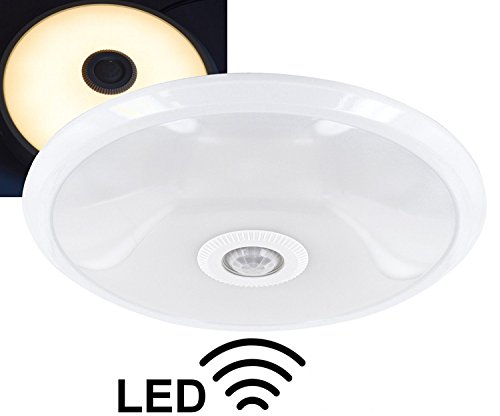 hava - Lámpara de techo con sensor de movimiento PIR, 12 W, 360 °, 800 lm, 290 X 60 Mm, Blanco Cálido (3000 K)