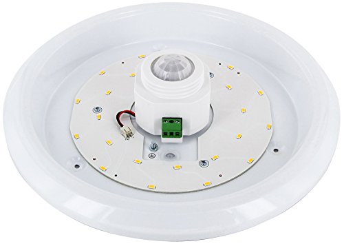 hava - Lámpara de techo con sensor de movimiento PIR, 12 W, 360 °, 800 lm, 290 X 60 Mm, Blanco Cálido (3000 K)